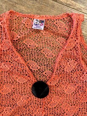 India Boutique CROCHET MESH Sheer Swimsuit Coverup TOP One Size Boho Cruise Pool